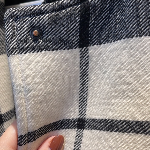 SANDRO Paris plaid wool coat with leather arms - Picture 13 of 15